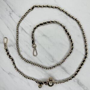 Black Faux Leather Woven Gold Chain Handbag Strap ✨